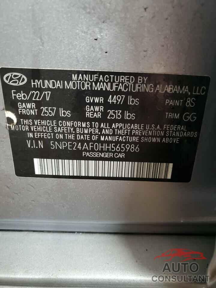 HYUNDAI SONATA 2017 - 5NPE24AF0HH565986