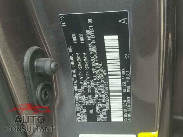 TOYOTA SIENNA 2015 - 5TDDK3DC4FS126112