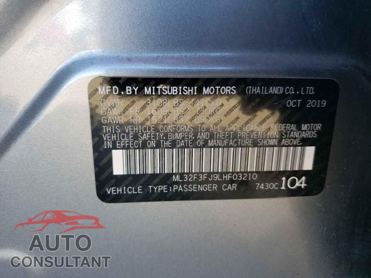 MITSUBISHI MIRAGE 2020 - ML32F3FJ9LHF03210