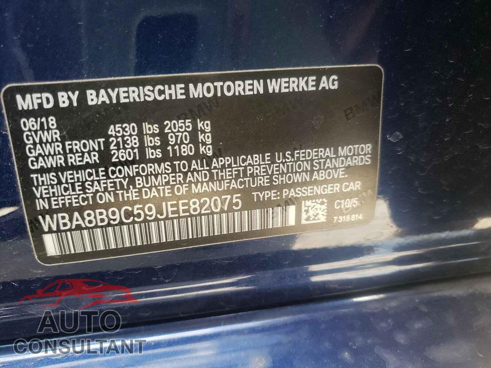 BMW 3 SERIES 2018 - WBA8B9C59JEE82075