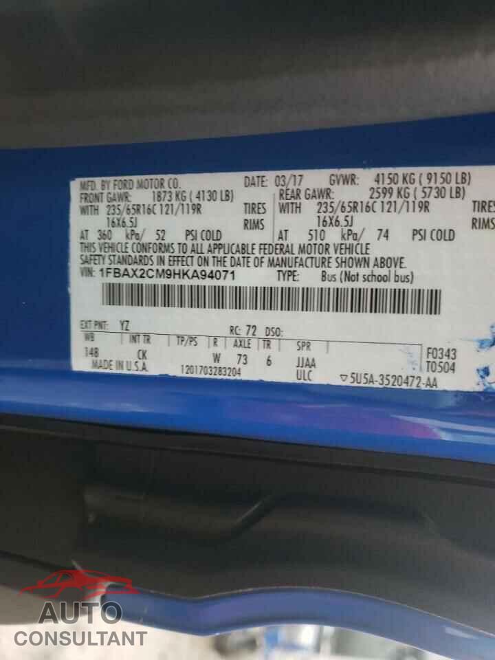 FORD TRANSIT CO 2017 - 1FBAX2CM9HKA94071