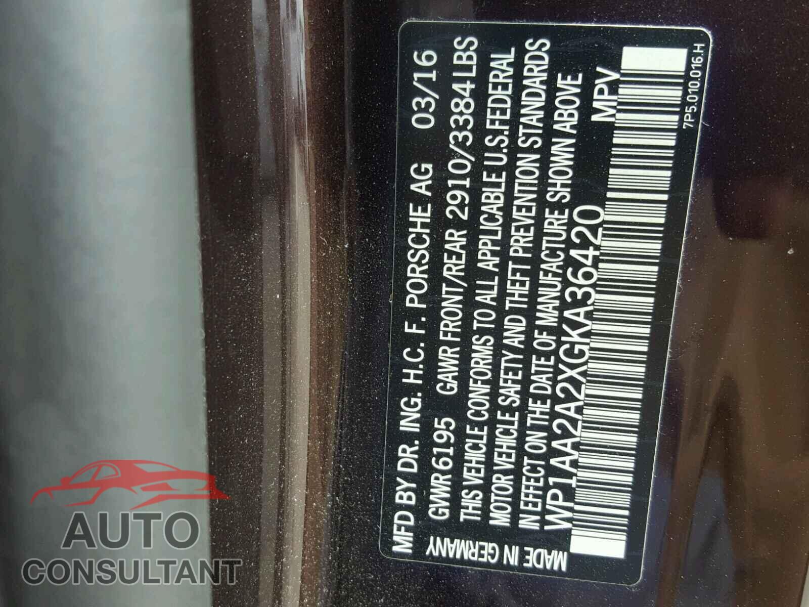 PORSCHE CAYENNE 2016 - WP1AA2A2XGKA36420