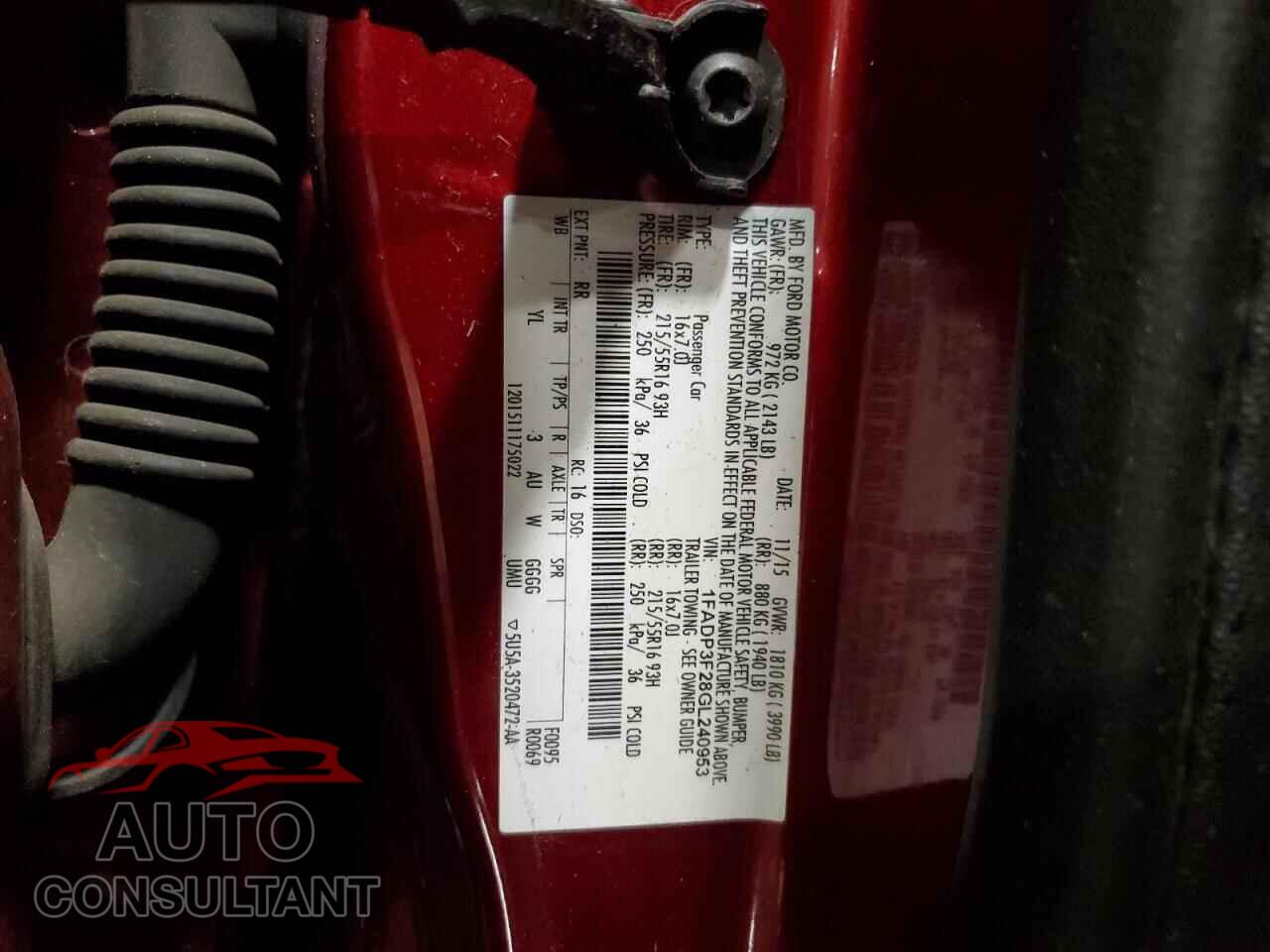 FORD FOCUS 2016 - 1FADP3F28GL240953