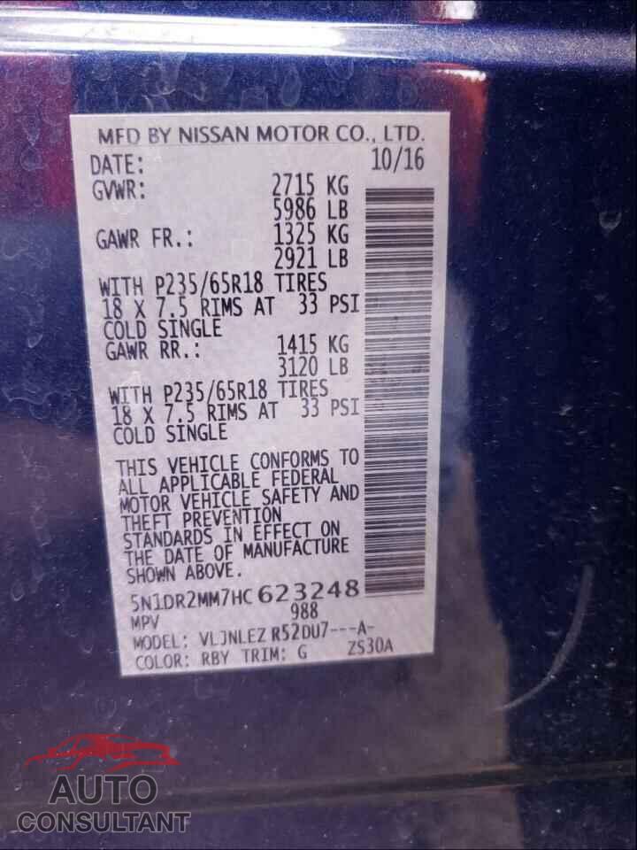 NISSAN PATHFINDER 2017 - 5N1DR2MM7HC623248
