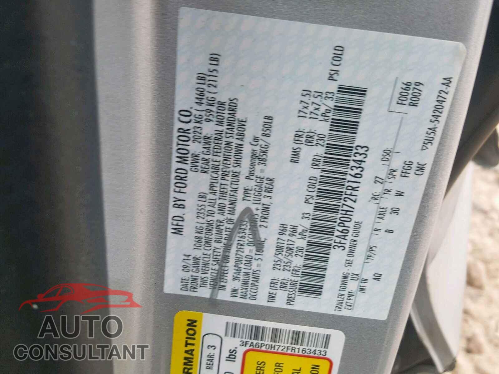 FORD FUSION SE 2015 - 1V2MR2CA3KC603533