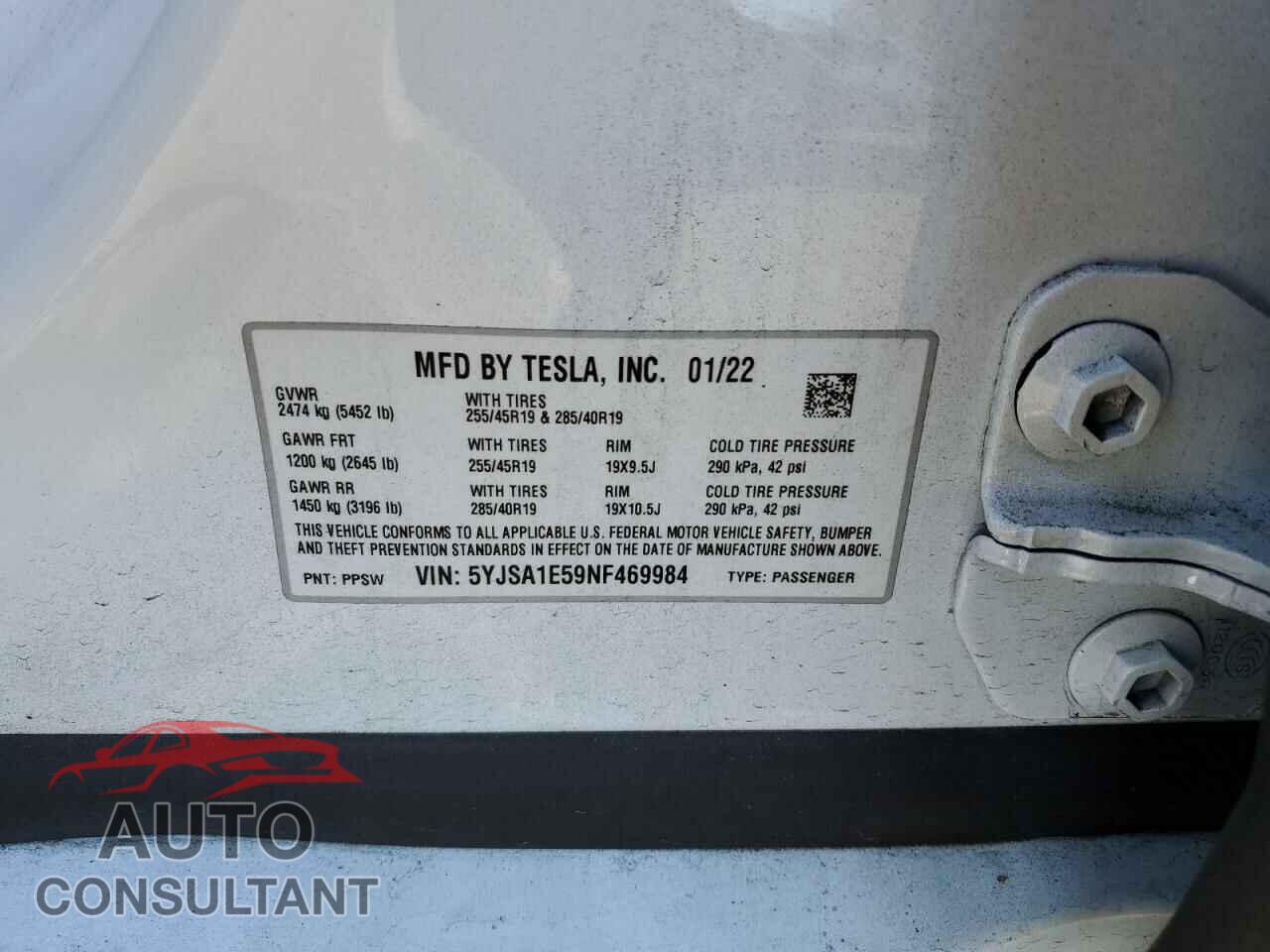 TESLA MODEL S 2022 - 5YJSA1E59NF469984