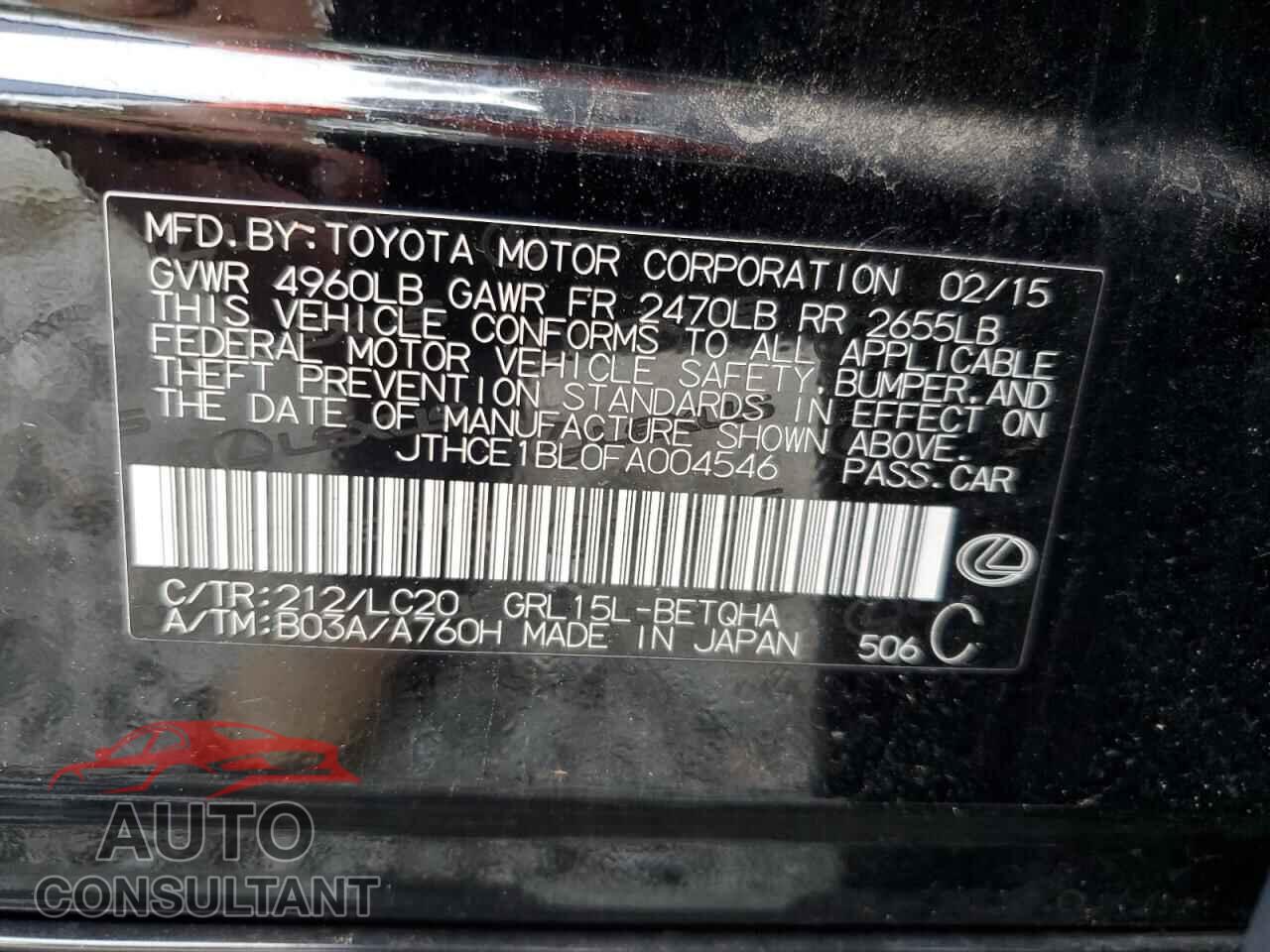 LEXUS GS350 2015 - JTHCE1BL0FA004546