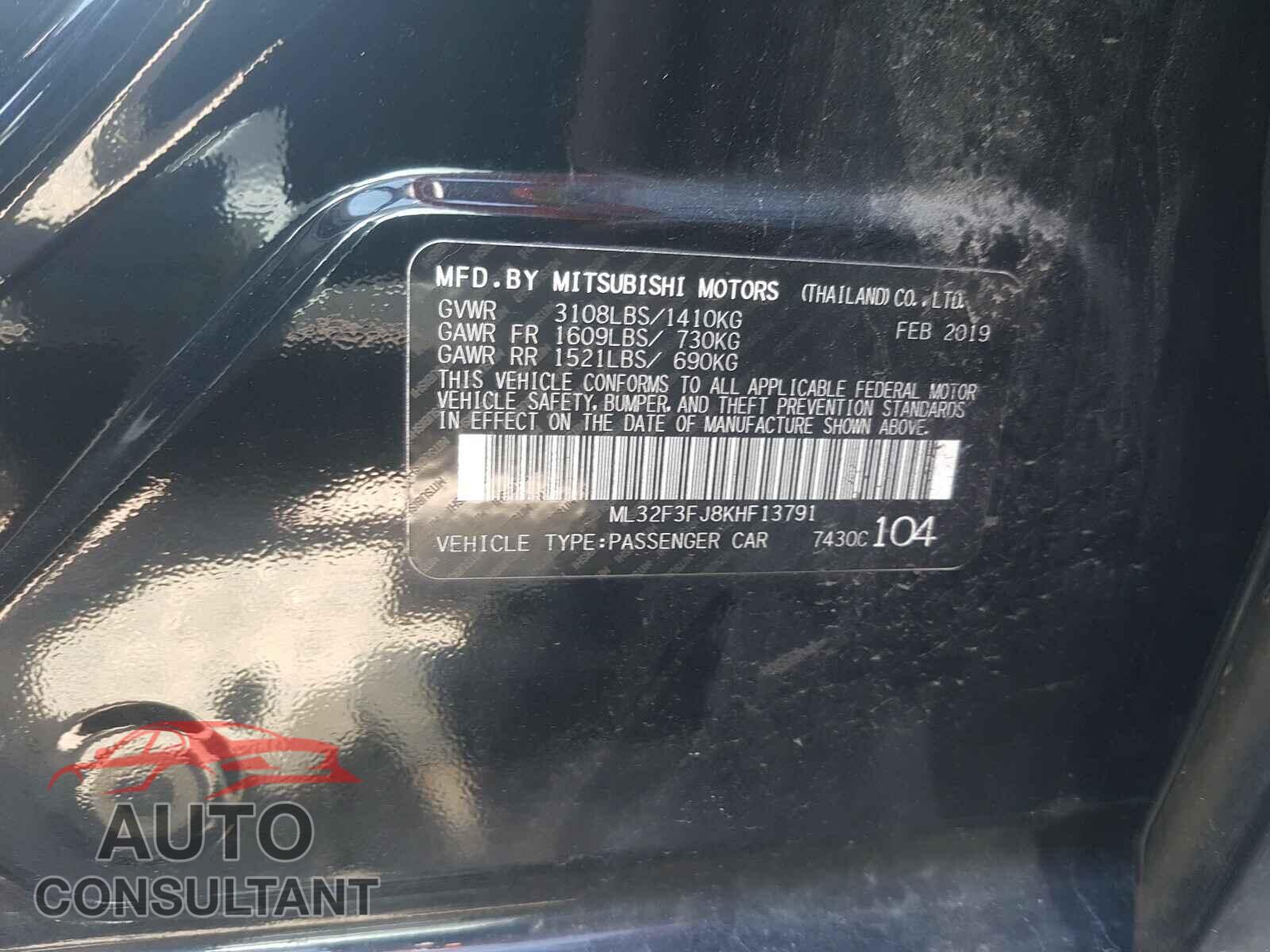 MITSUBISHI MIRAGE 2019 - ML32F3FJ8KHF13791