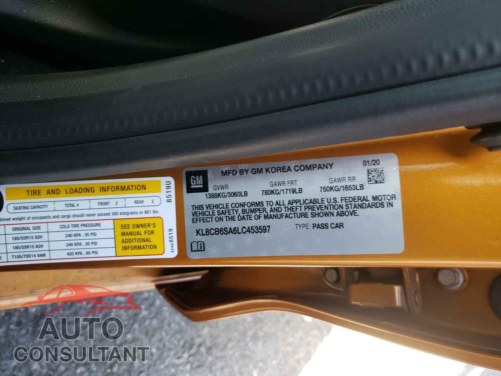 CHEVROLET SPARK 2020 - KL8CB6SA6LC453597