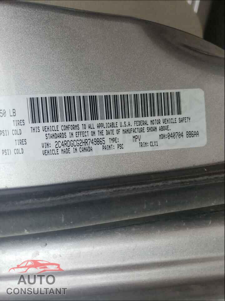 DODGE CARAVAN 2017 - 2C4RDGCG2HR749865