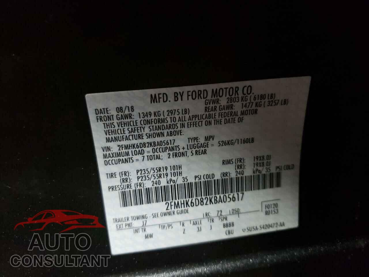 FORD FLEX 2019 - 2FMHK6D82KBA05617