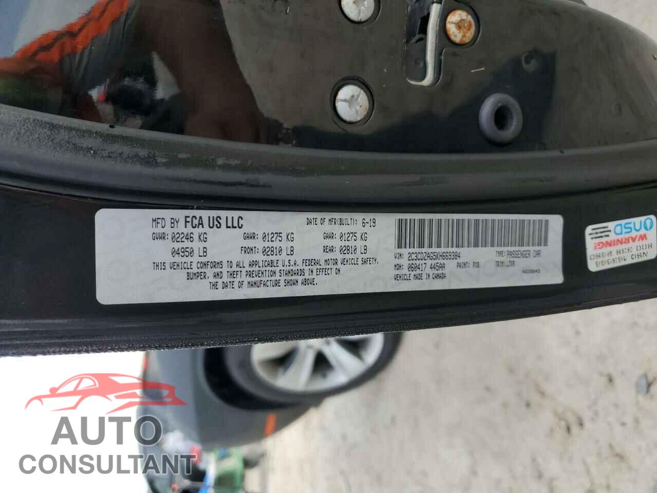 DODGE CHALLENGER 2019 - 2C3CDZAG5KH669384