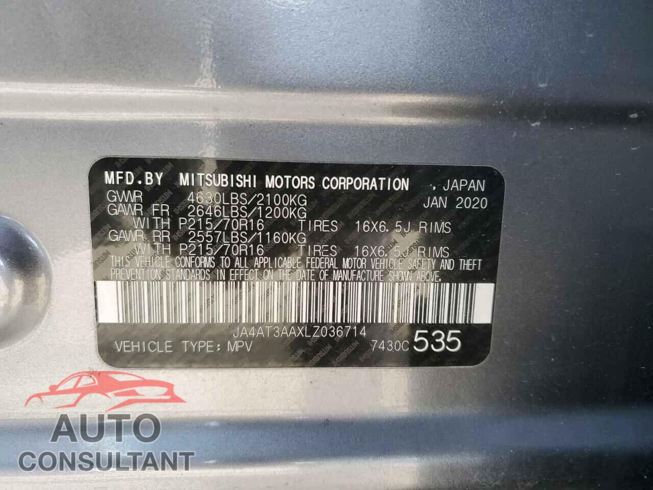 MITSUBISHI ECLIPSE 2020 - JA4AT3AAXLZ036714