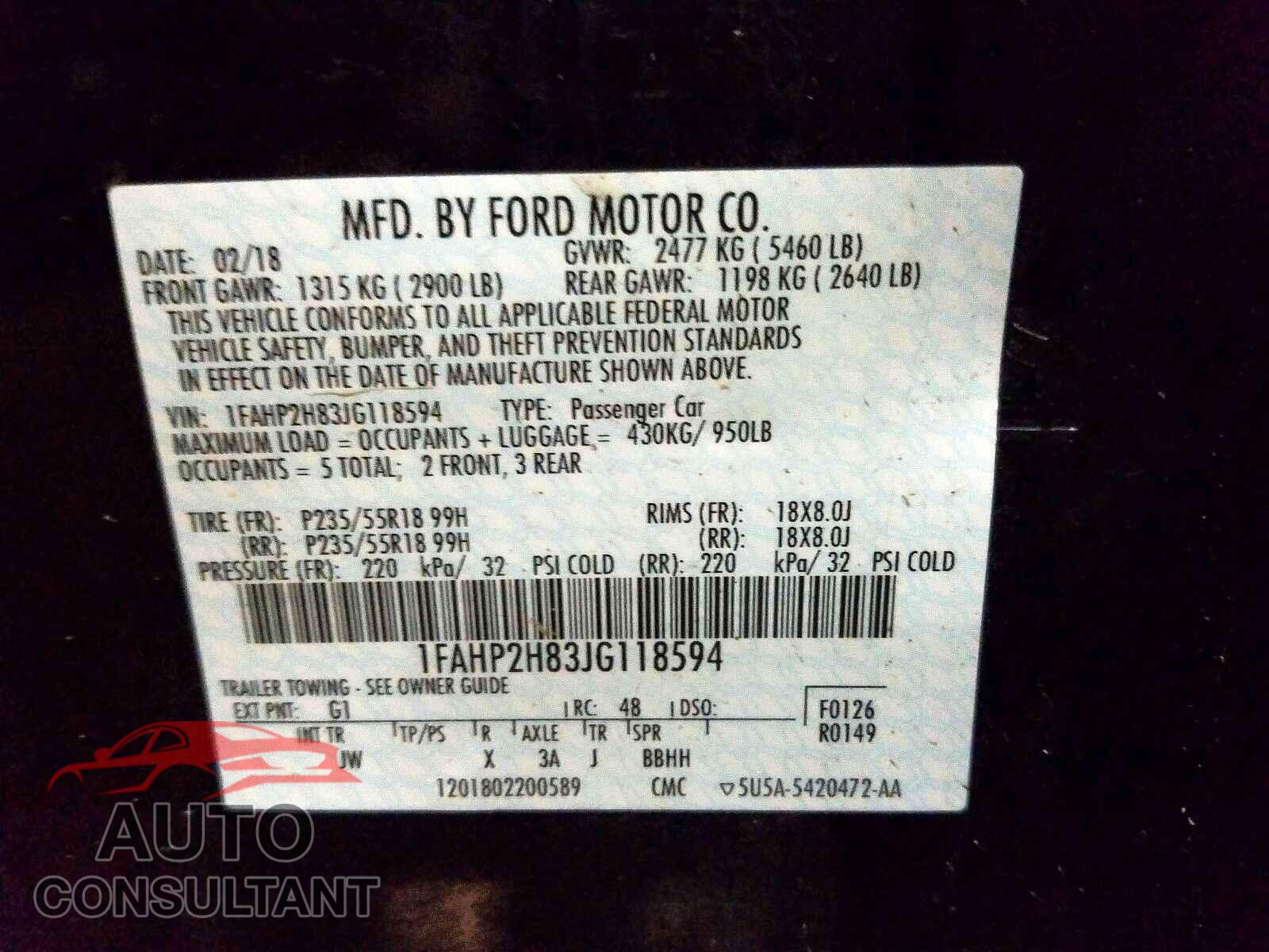 FORD TAURUS 2018 - KNMAT2MT5JP600162