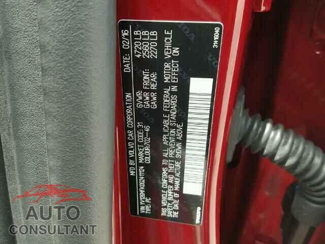 VOLVO S60 2016 - YV126MFK0G2411124