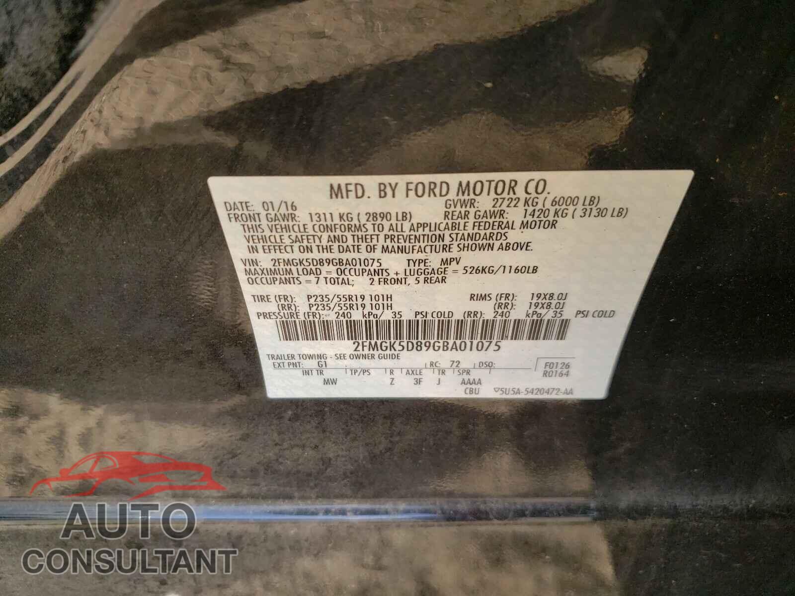 FORD FLEX 2016 - 2FMGK5D89GBA01075