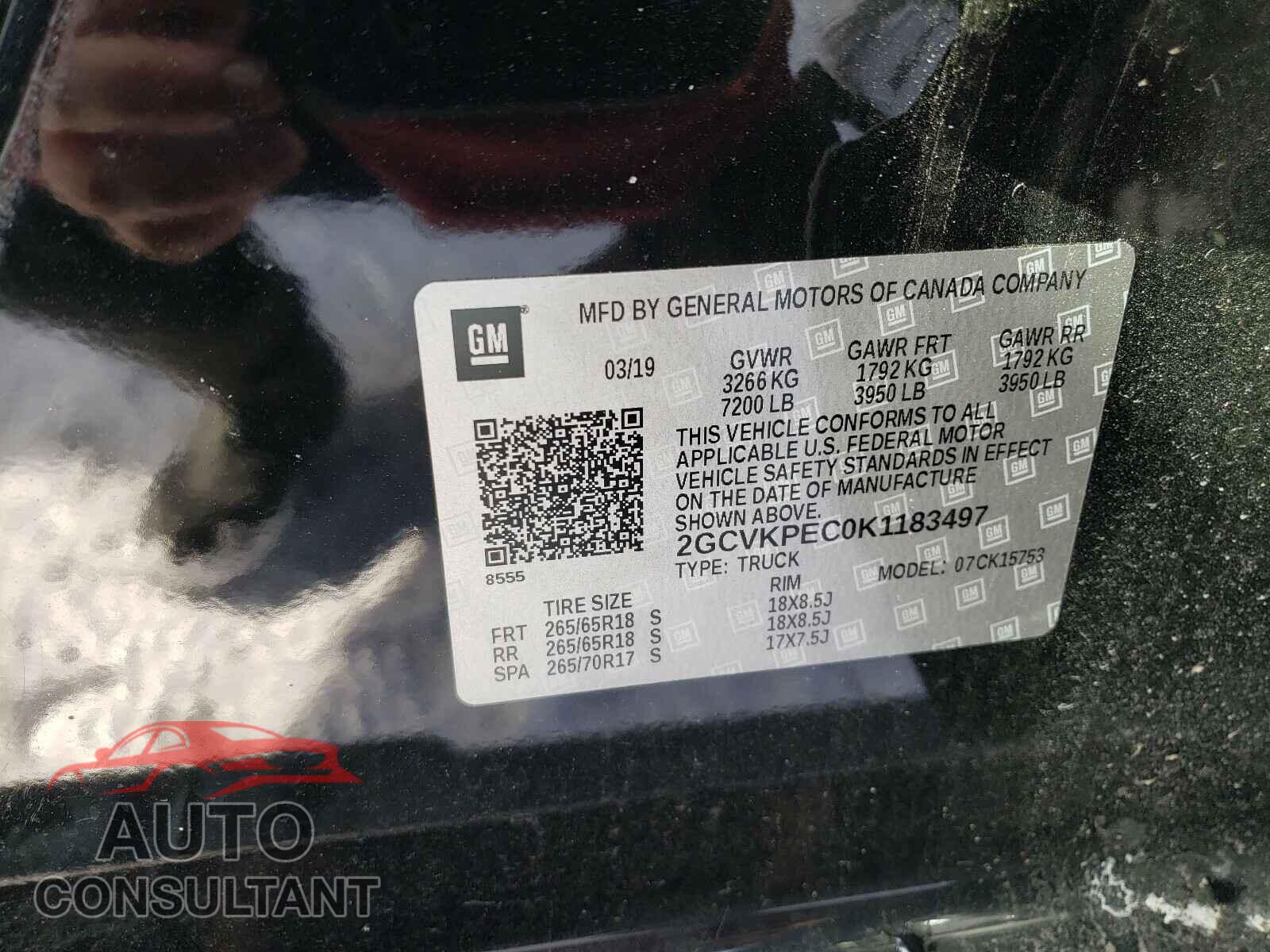 CHEVROLET SILVERADO 2019 - 2GCVKPEC0K1183497