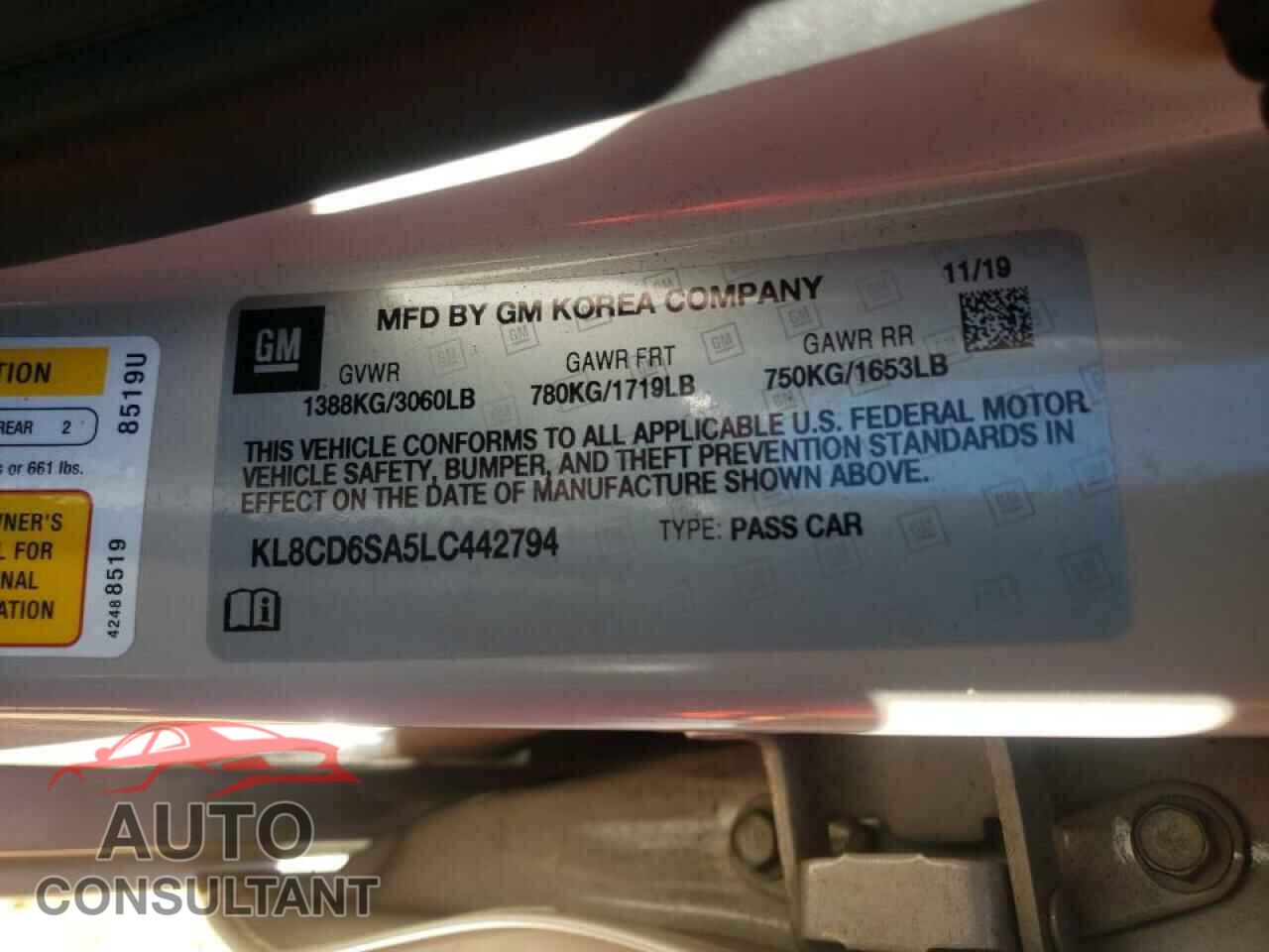 CHEVROLET SPARK 2020 - KL8CD6SA5LC442794