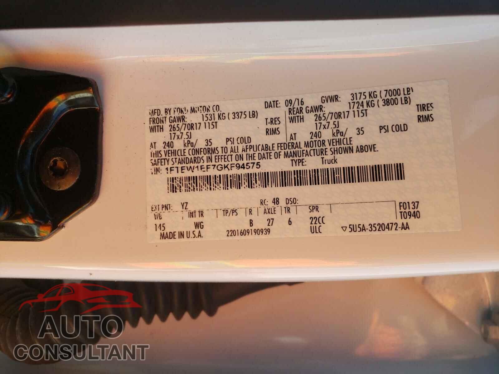 FORD F150 2016 - 1FTEW1EF7GKF94575