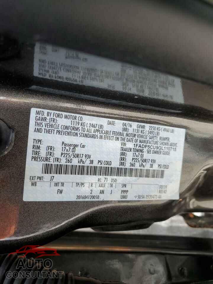 FORD CMAX 2016 - 1FADP5CU9GL110715