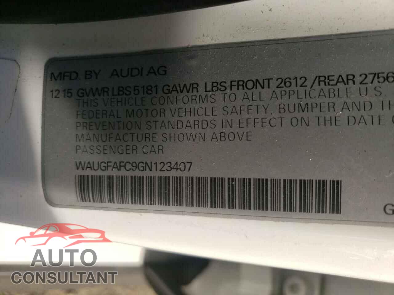 AUDI A6 2016 - WAUGFAFC9GN123407