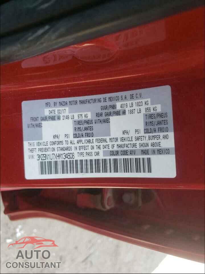 MAZDA 3 2017 - 3MZBN1U7XHM134608