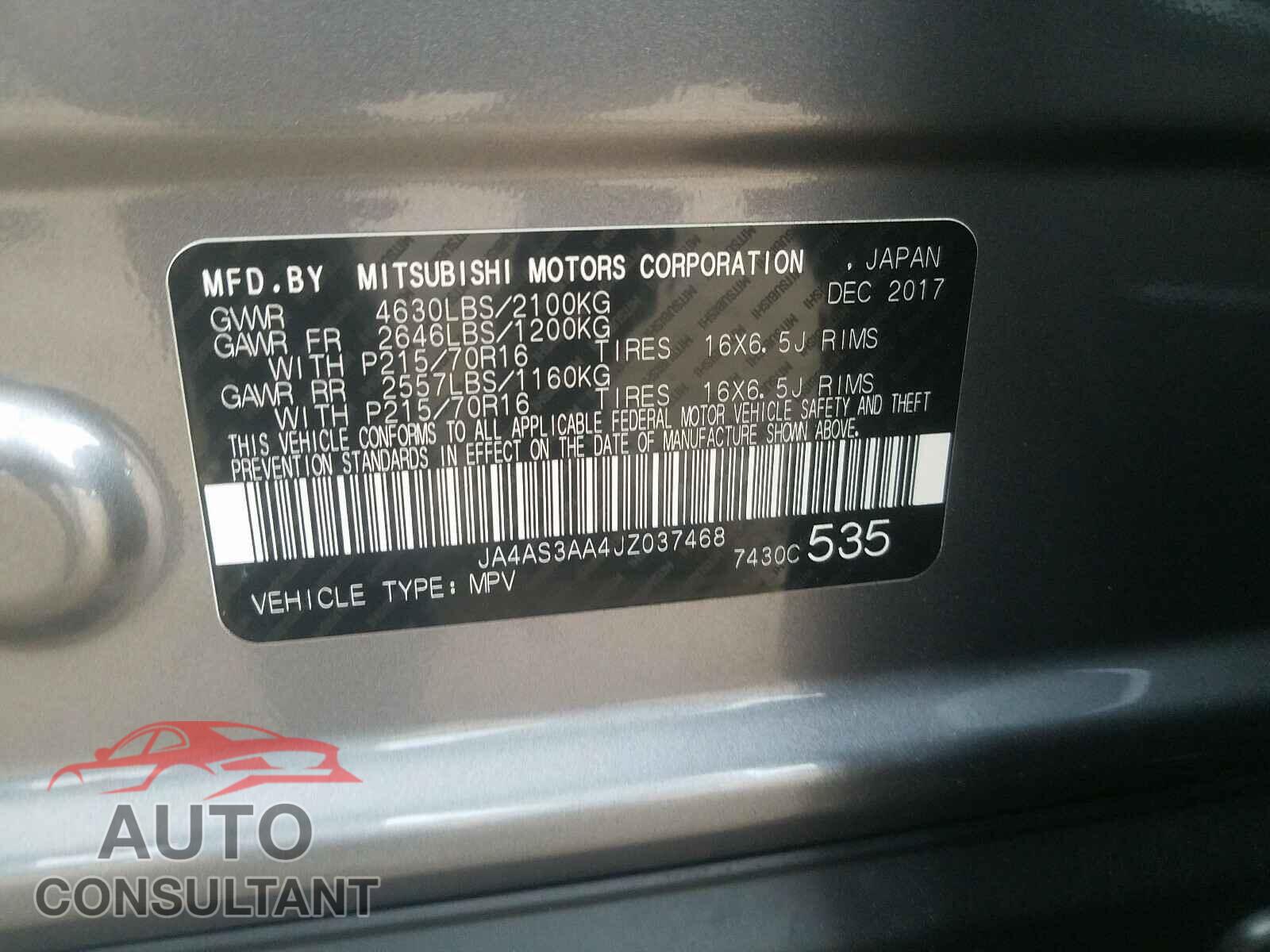 MITSUBISHI ECLIPSE 2018 - JA4AS3AA4JZ037468