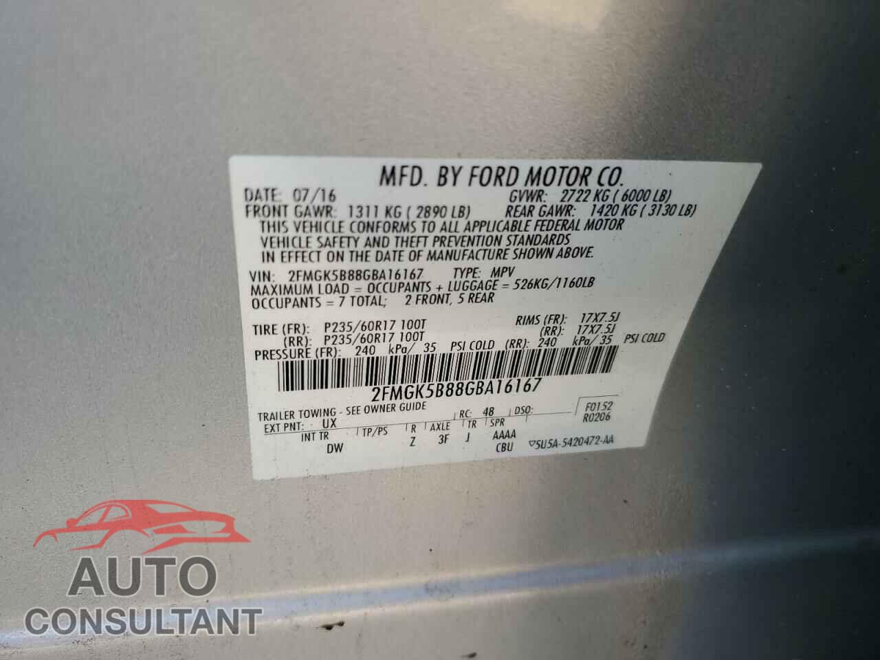 FORD FLEX 2016 - 2FMGK5B88GBA16167
