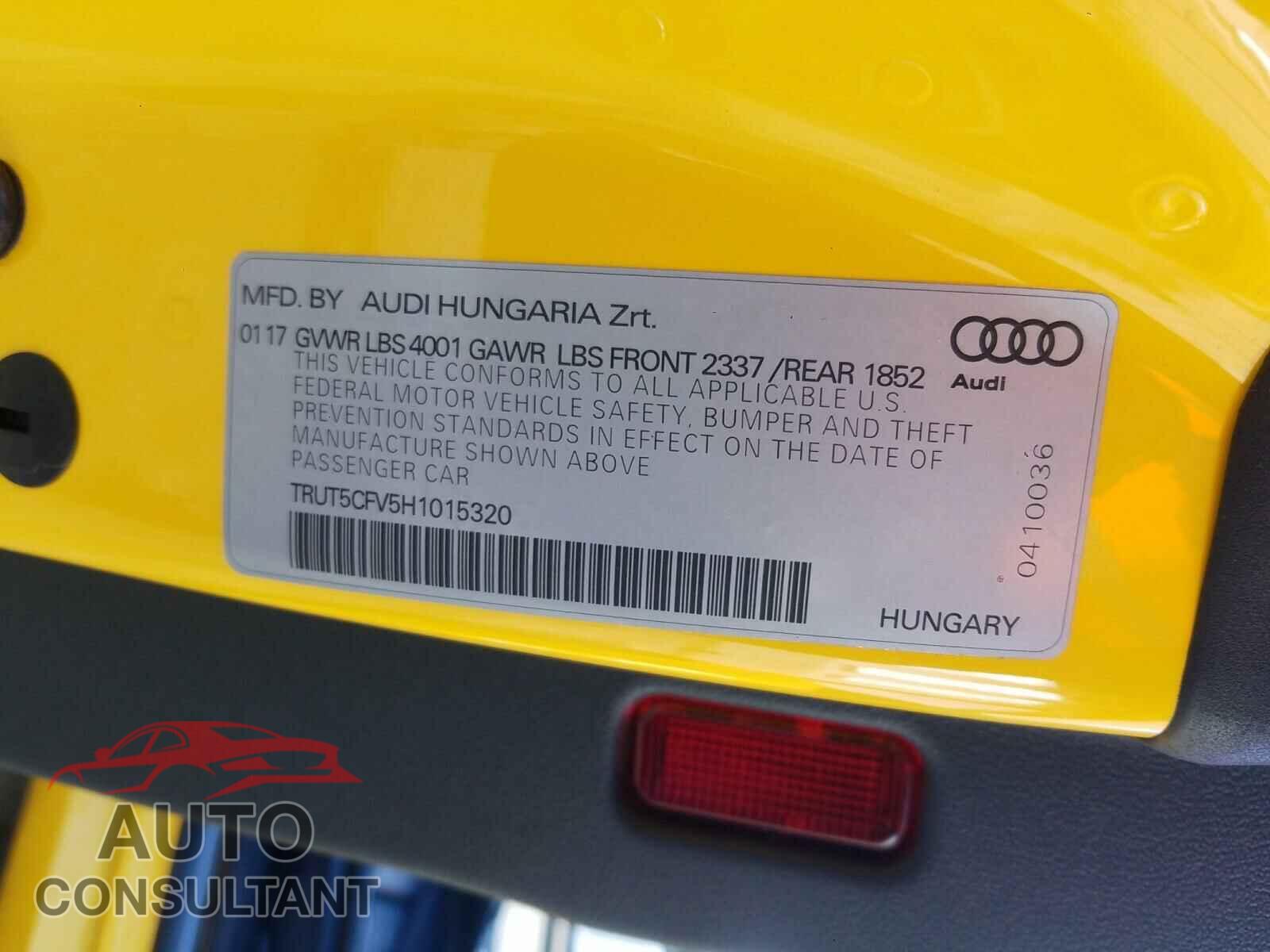AUDI TT 2017 - TRUT5CFV5H1015320