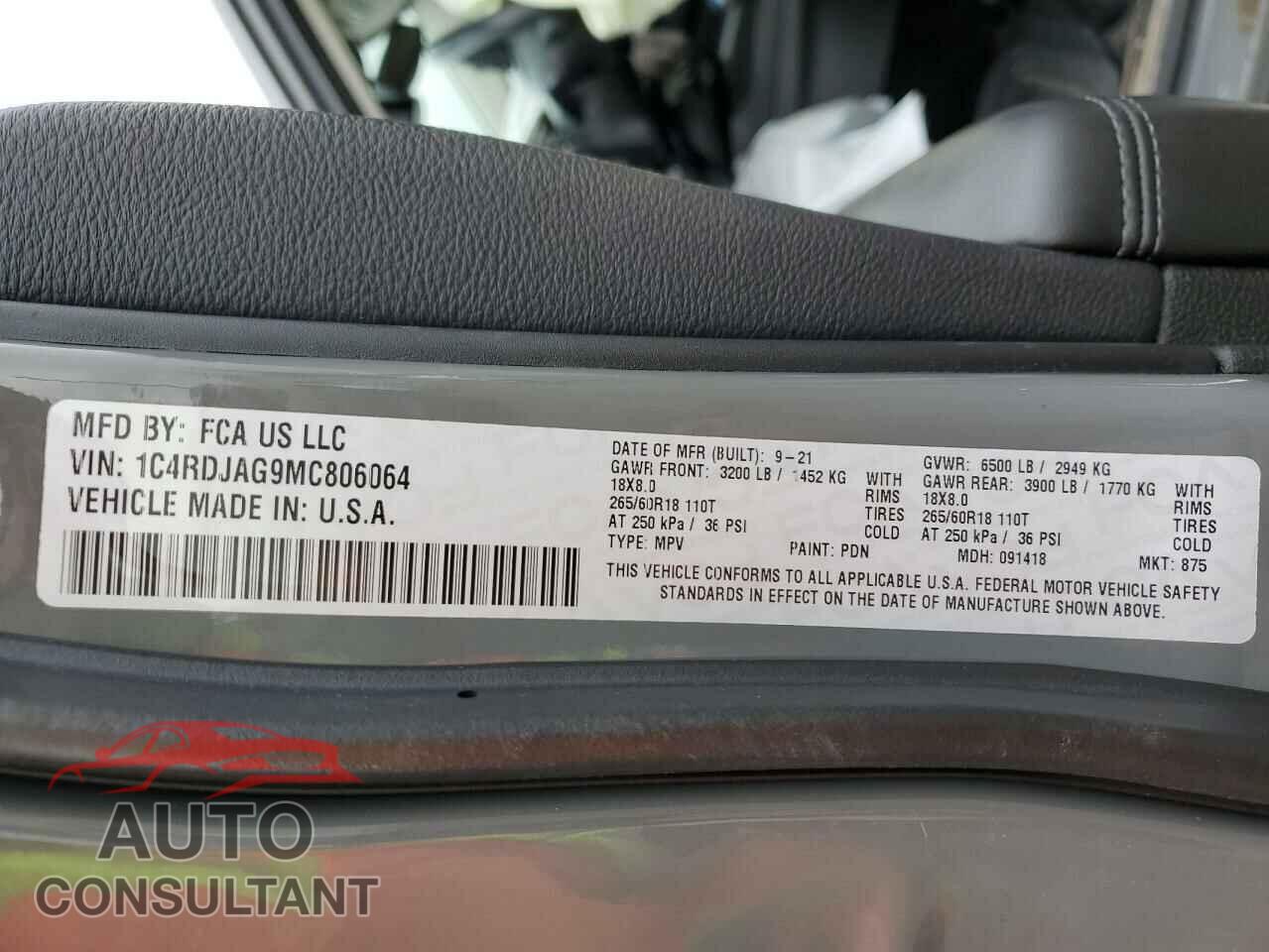 DODGE DURANGO 2021 - 1C4RDJAG9MC806064