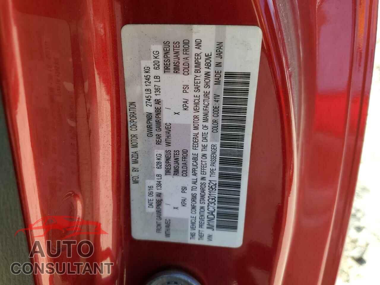 MAZDA MX5 2016 - JM1NDAC73G0119521