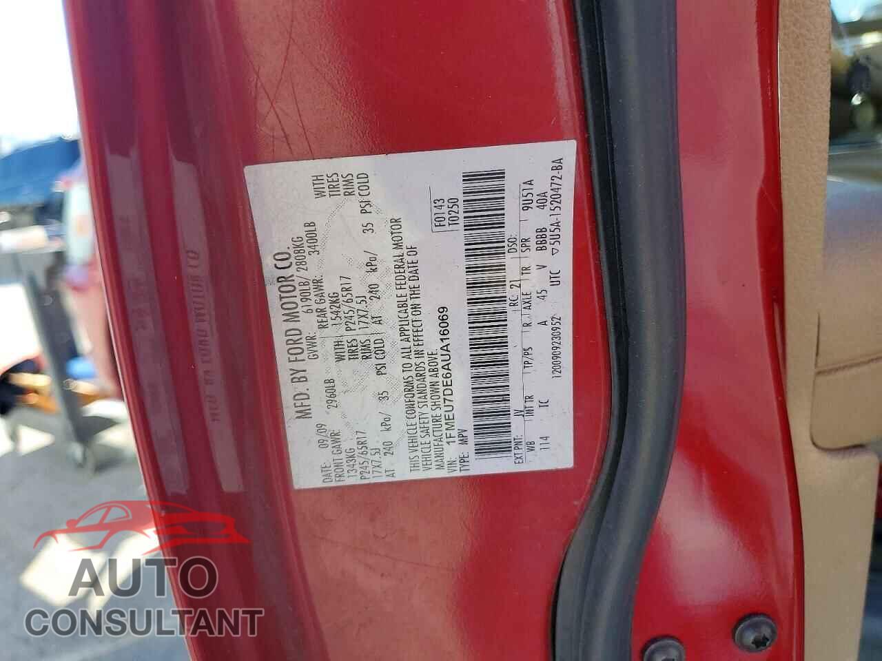 FORD EXPLORER 2010 - 1FMEU7DE6AUA16069