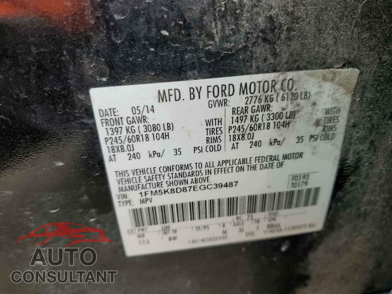 FORD EXPLORER 2014 - 1FM5K8D87EGC39487