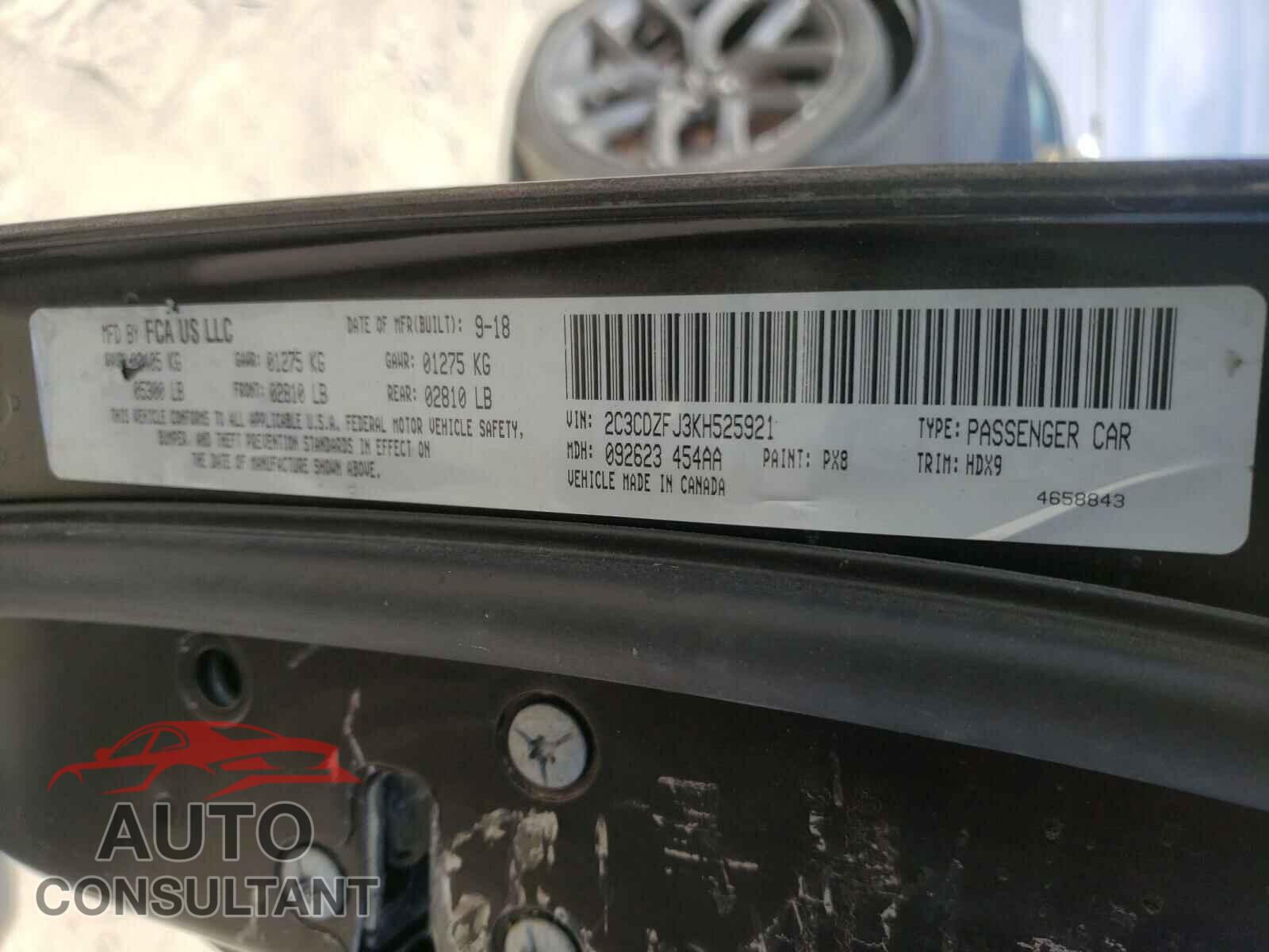 DODGE CHALLENGER 2019 - 2C3CDZFJ3KH525921