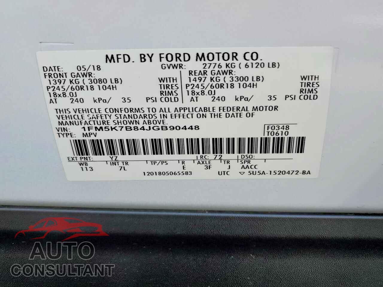 FORD EXPLORER 2018 - 1FM5K7B84JGB90448