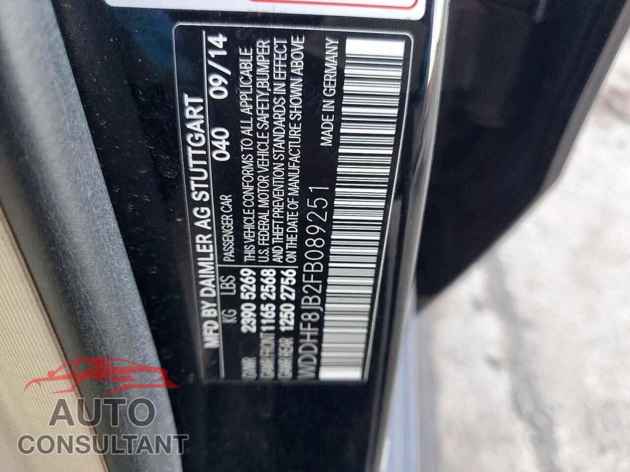 MERCEDES-BENZ E-CLASS 2015 - WDDHF8JB2FB089251