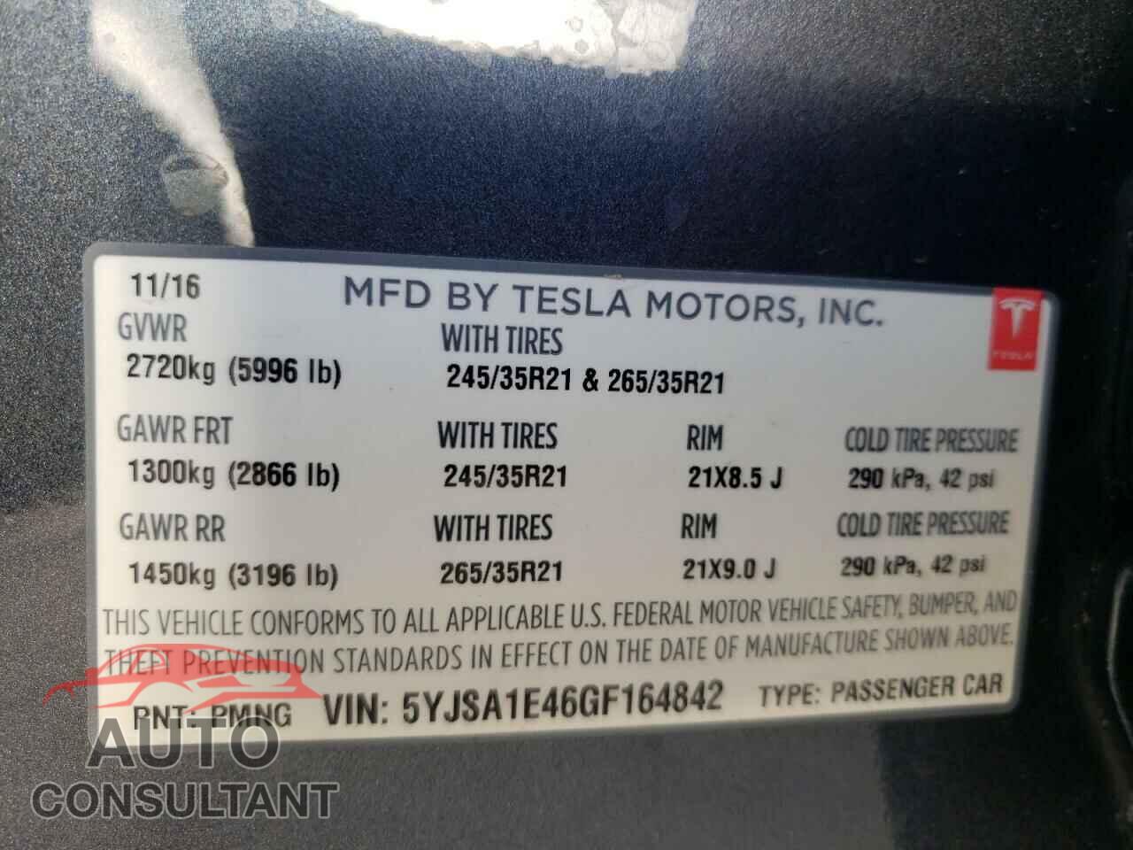 TESLA MODEL S 2016 - 5YJSA1E46GF164842