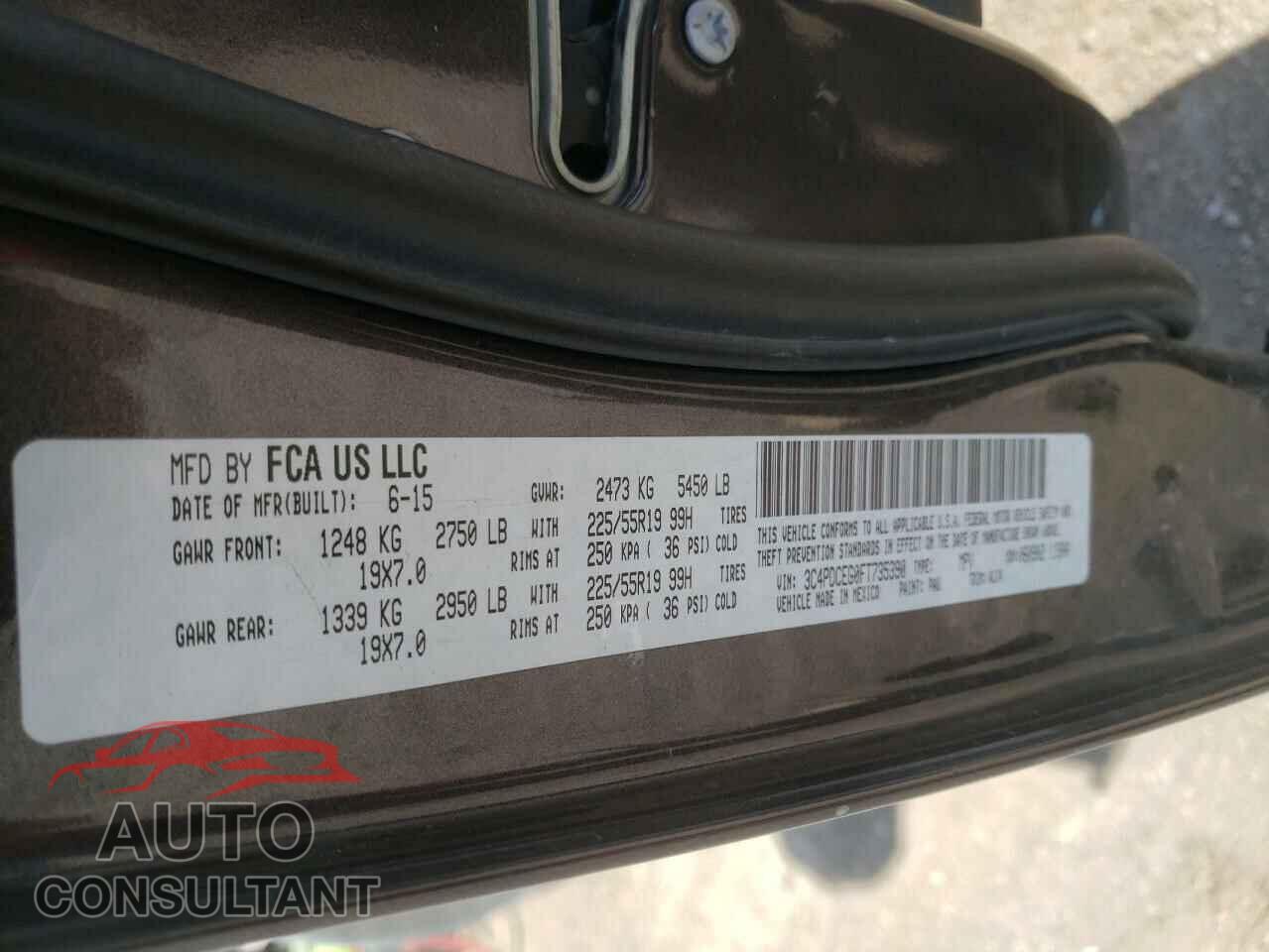 DODGE JOURNEY 2015 - 3C4PDCEG0FT735390