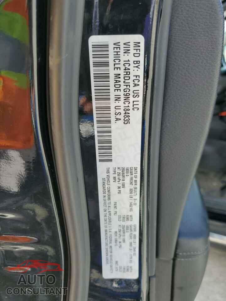 DODGE DURANGO 2022 - 1C4RDJFG9NC184835