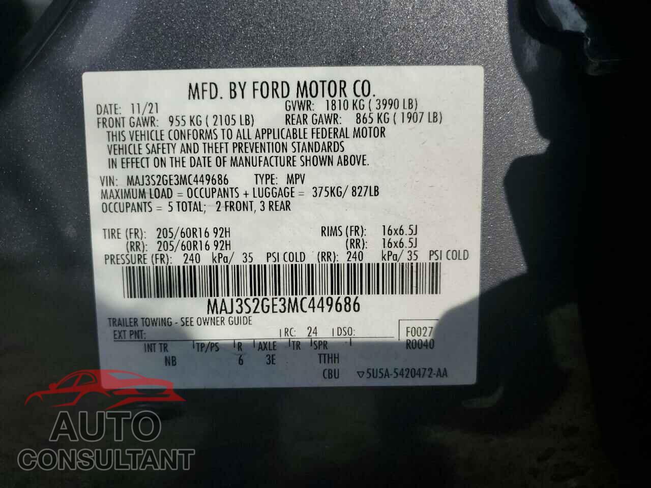 FORD ECOSPORT 2021 - MAJ3S2GE3MC449686