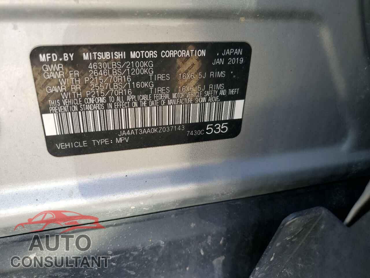 MITSUBISHI ECLIPSE 2019 - JA4AT3AA0KZ037143