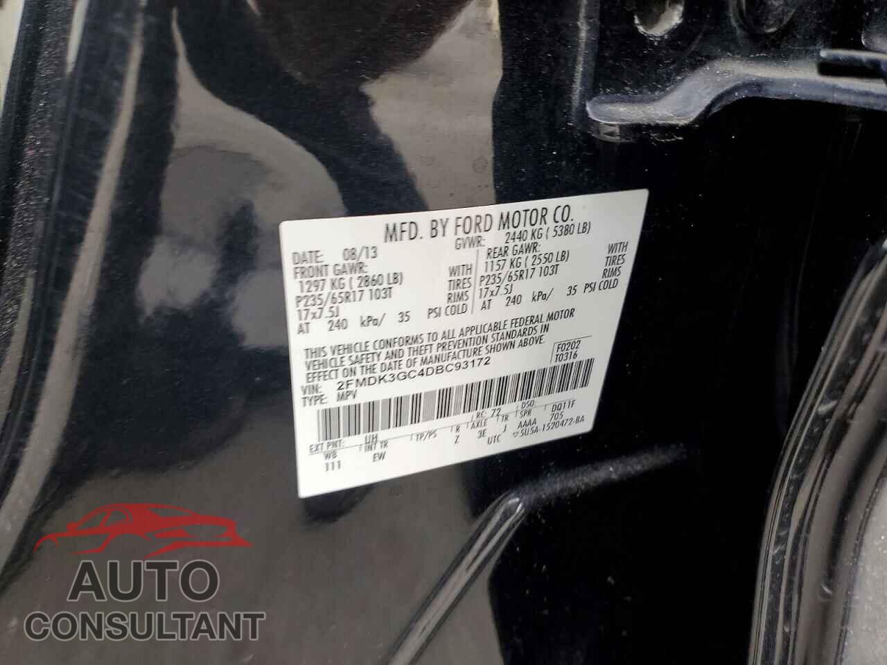 FORD EDGE 2013 - 2FMDK3GC4DBC93172