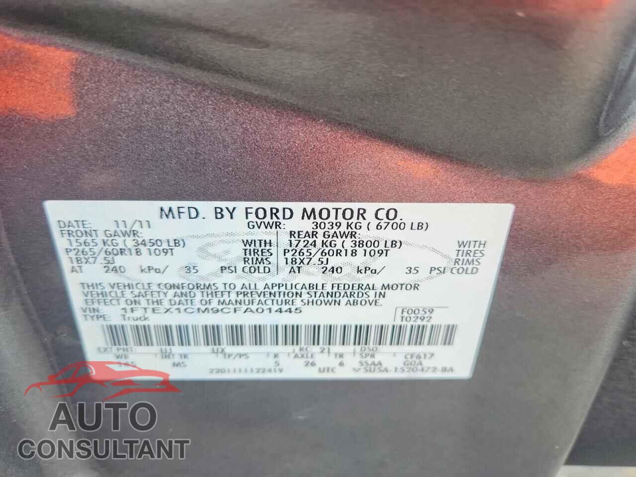 FORD F150 2012 - 1FTEX1CM9CFA01445