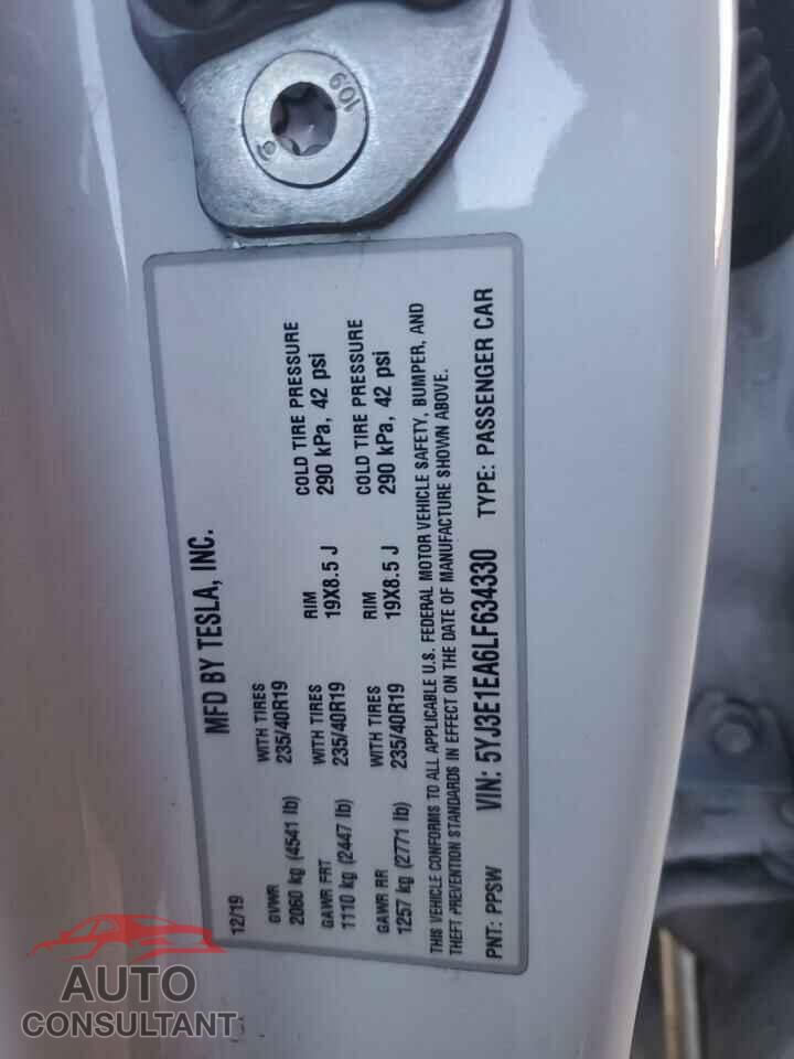 TESLA MODEL 3 2020 - 5YJ3E1EA6LF634330