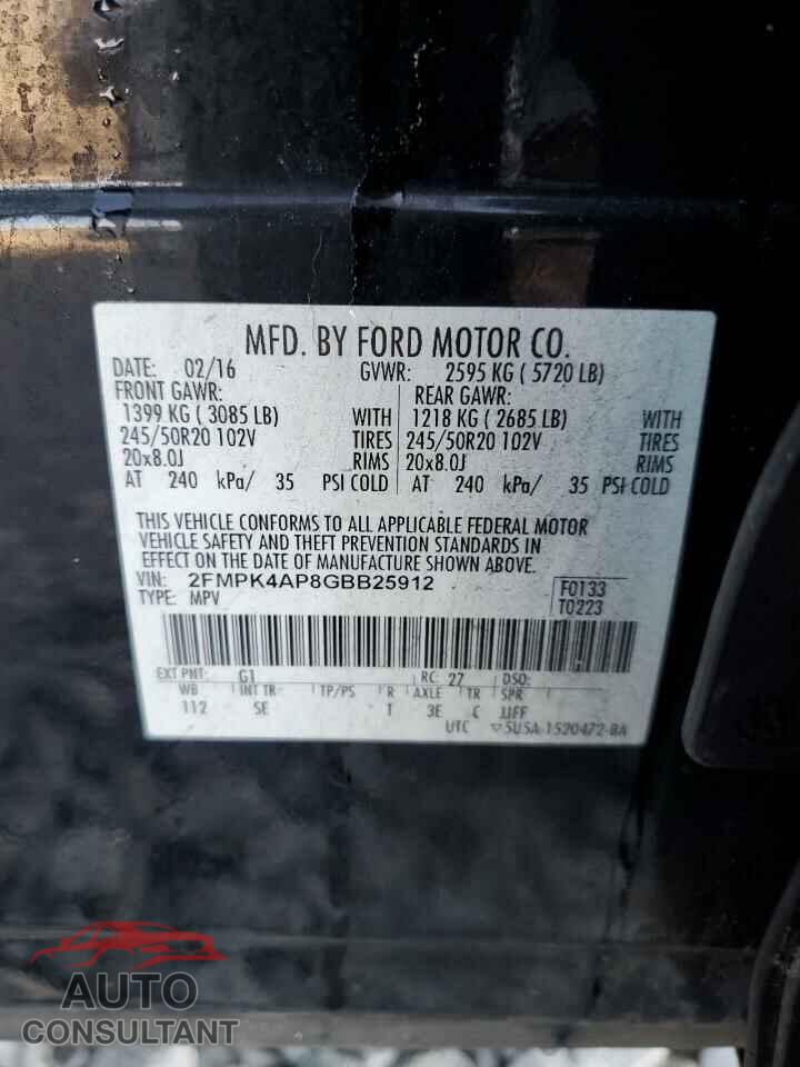 FORD EDGE 2016 - 2FMPK4AP8GBB25912