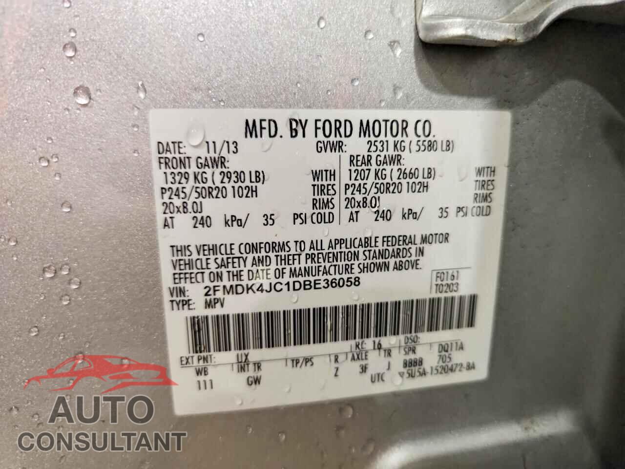 FORD EDGE 2013 - 2FMDK4JC1DBE36058