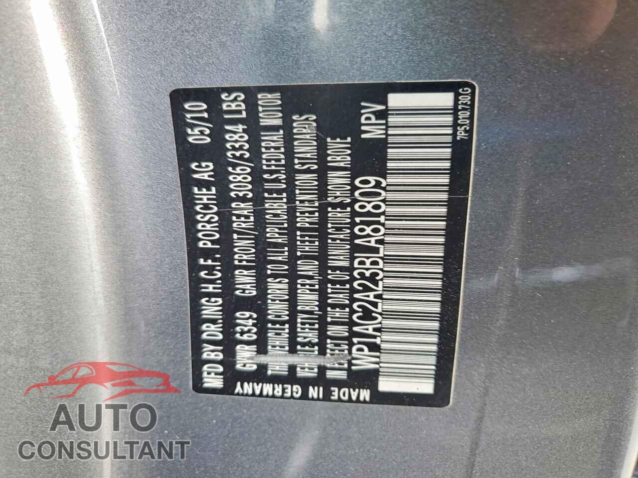 PORSCHE CAYENNE 2011 - WP1AC2A23BLA81809