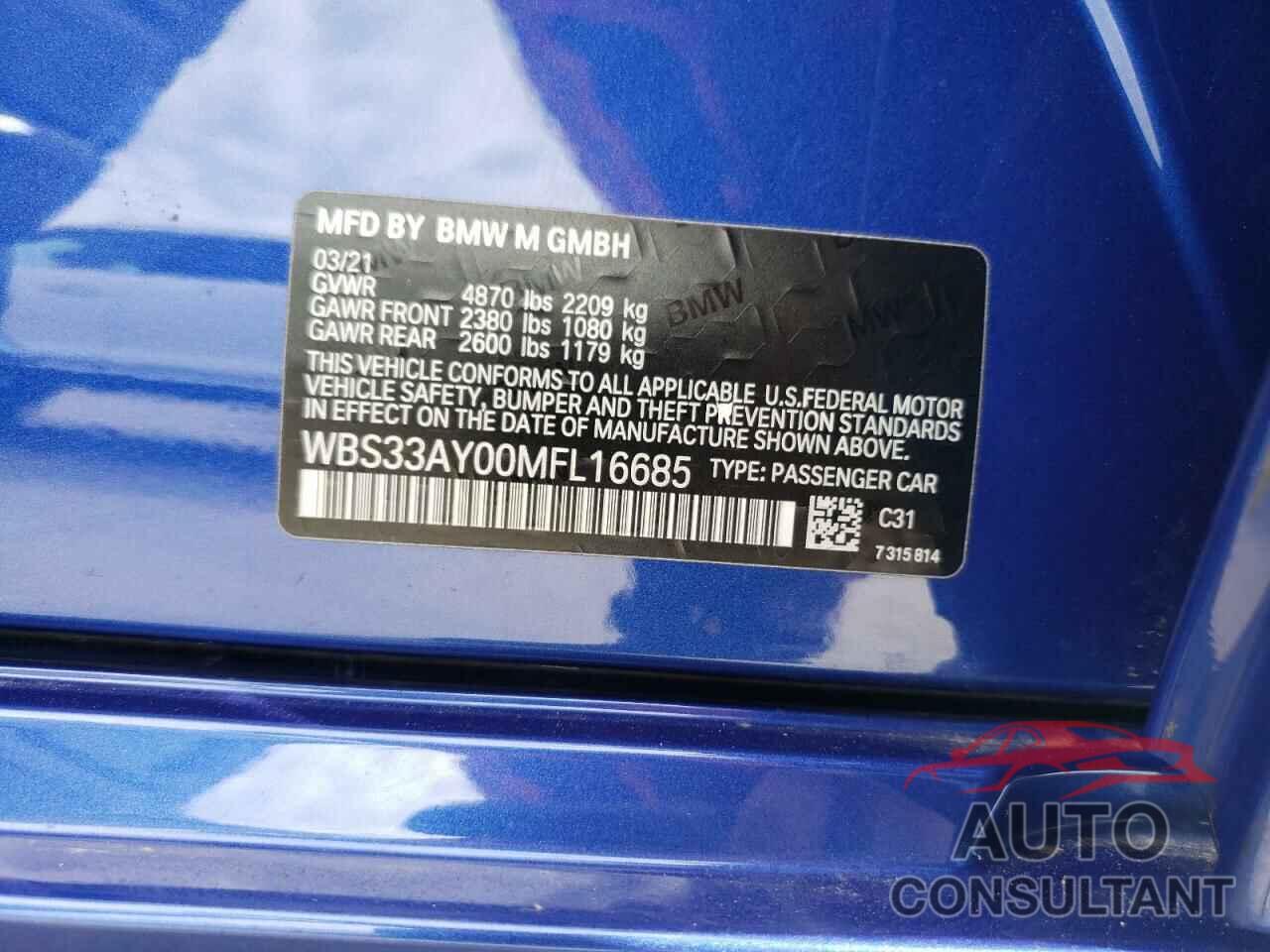 BMW M3 2021 - WBS33AY00MFL16685