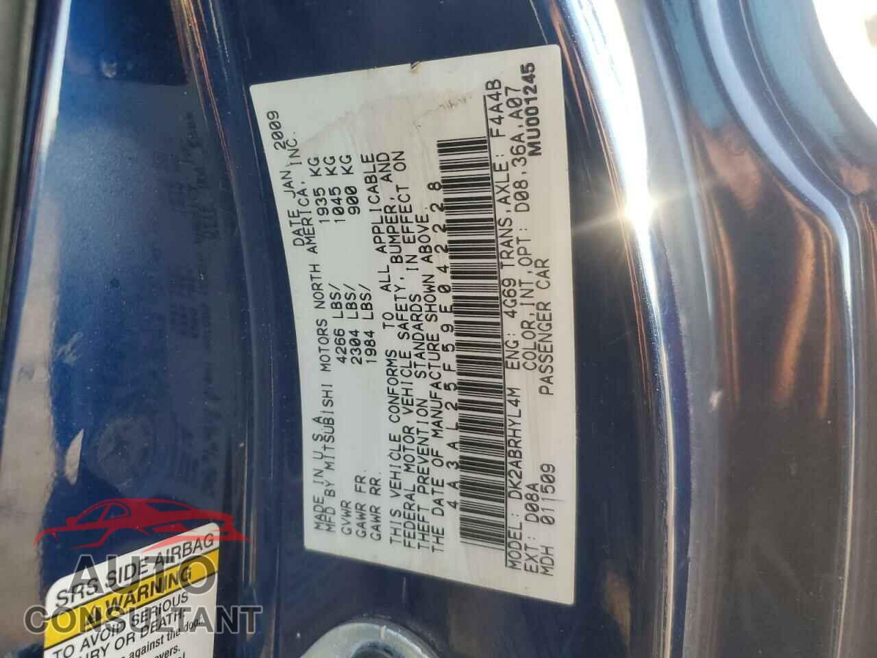 MITSUBISHI ECLIPSE 2009 - 4A3AL25F59E042228