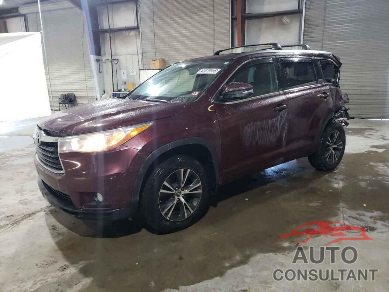 TOYOTA HIGHLANDER 2016 - 5TDJKRFH3GS297031